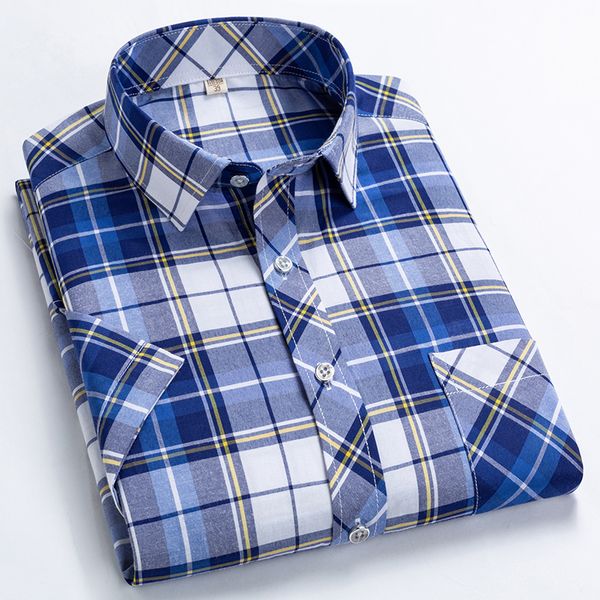 classic plaid short sleeved leisure fashion shirts for men slim fit square collar summer soft causalmale with front pocket, White;black
classic plaid short sleeved leisure fashion shirts for men slim fit square collar summer soft causalmale with front pocket, White;black