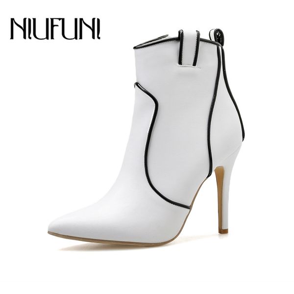 pointed toe white women's ankle boots fashion stiletto zipper high heels elegant boots woman niufuni women shoes size 35-40, Black
pointed toe white women's ankle boots fashion stiletto zipper high heels elegant boots woman niufuni women shoes size 35-40, Black