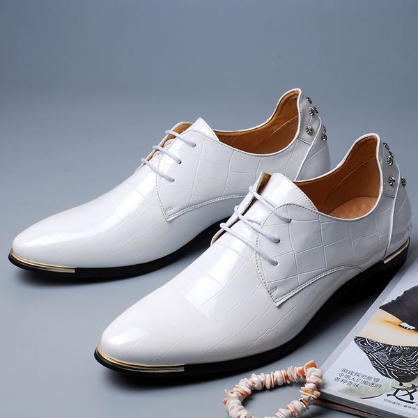 men's leather shoes white shoes brogue formal dress wedding lace up office male footwear cozy, Black
men's leather shoes white shoes brogue formal dress wedding lace up office male footwear cozy, Black