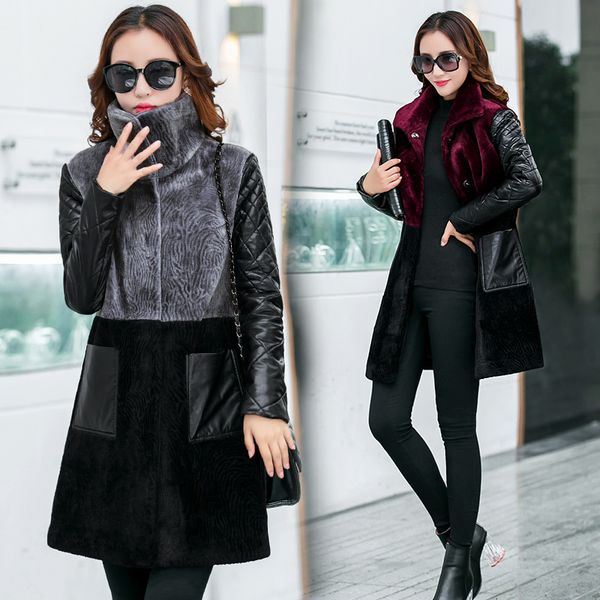 faux sheepskin fur 2019 winter new lamb hair long coat imitation fur leather patchwork parkas clothes jacket female, Black
faux sheepskin fur 2019 winter new lamb hair long coat imitation fur leather patchwork parkas clothes jacket female, Black