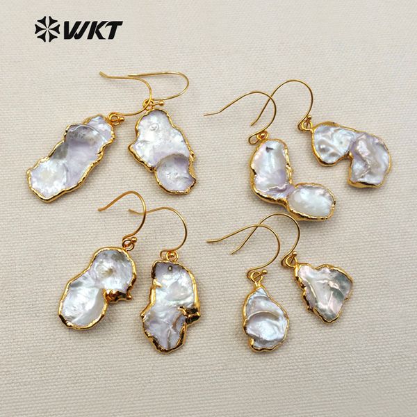 wt-e396 wkt wholesale new coming natural freshwater pearl jewelry irregular shape elegant gold color drop earrings, Silver
wt-e396 wkt wholesale new coming natural freshwater pearl jewelry irregular shape elegant gold color drop earrings, Silver
