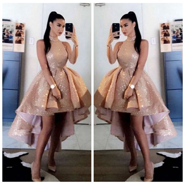 bling bling sequins rose gold high neck prom dresses 2020 short front long back sleeveless formal party evening gowns vestido de gala, Black
bling bling sequins rose gold high neck prom dresses 2020 short front long back sleeveless formal party evening gowns vestido de gala, Black