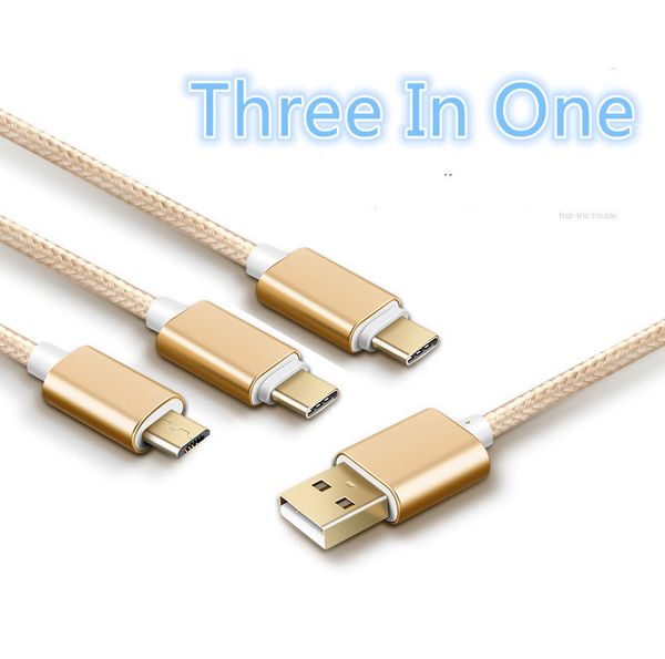 3 in 1 micro u b cable nylon braided high peed univer al charge cable u b type c cable 1m for android mart phone 
3 in 1 micro u b cable nylon braided high peed univer al charge cable u b type c cable 1m for android mart phone