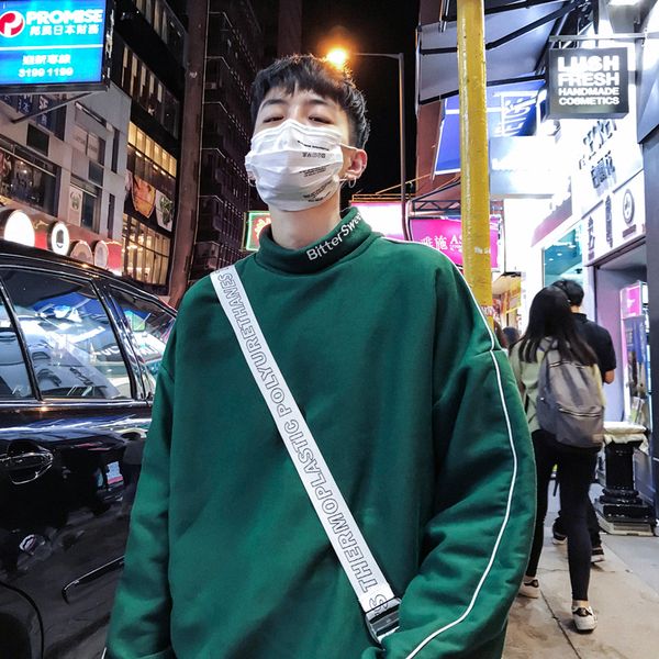2019 spring and autumn personality half-high collar embroidery plus velvet sweatshirt hip hop recommend punk style lil peep, Black
2019 spring and autumn personality half-high collar embroidery plus velvet sweatshirt hip hop recommend punk style lil peep, Black