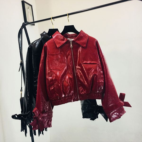 2019 new harajuku style leather coat women girls bright face pu leather jacket locomotive coat students short pu jackets, Black
2019 new harajuku style leather coat women girls bright face pu leather jacket locomotive coat students short pu jackets, Black