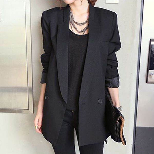 2019 solid long style black women jacket and blazer female notched collar asymmetrical chic ladies blazers feminino, White;black
2019 solid long style black women jacket and blazer female notched collar asymmetrical chic ladies blazers feminino, White;black