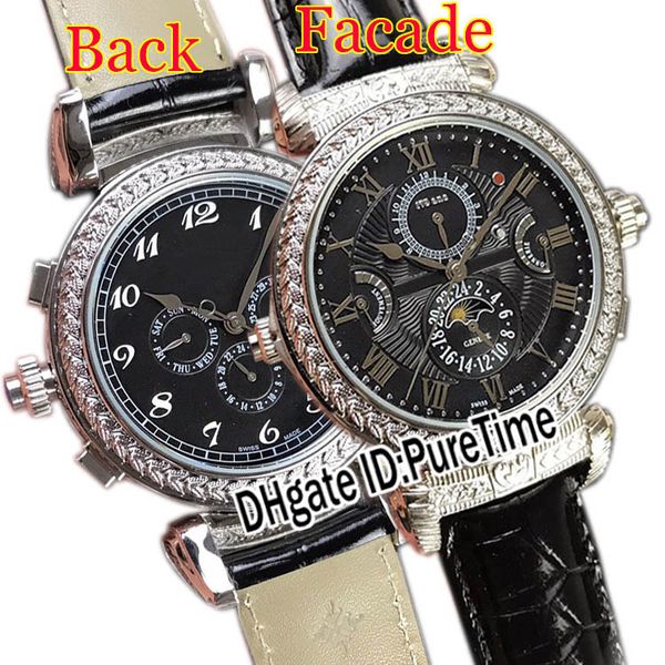 new limited 5175 cnc engraving steel case black dial automatic moon phase mens watch rotating black leather strap two dial watches p328b2, Slivery;brown
new limited 5175 cnc engraving steel case black dial automatic moon phase mens watch rotating black leather strap two dial watches p328b2, Slivery;brown