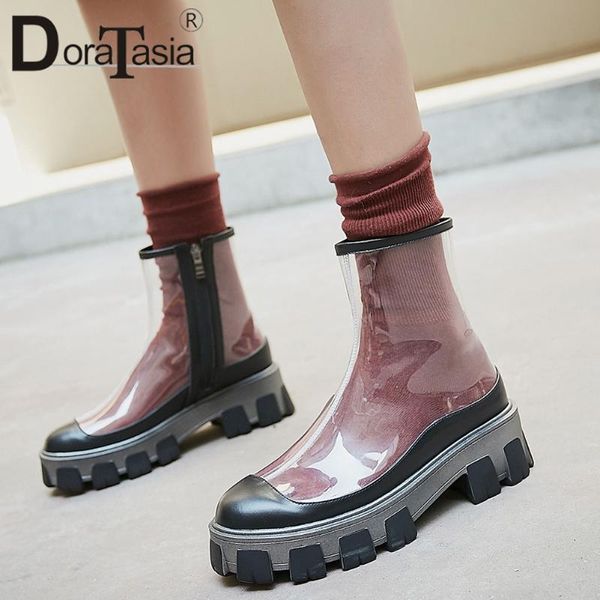 doratasia ins female summer boots casual boots women pvc transparent zipper chunky heel platform ankle shoes woman, Black
doratasia ins female summer boots casual boots women pvc transparent zipper chunky heel platform ankle shoes woman, Black