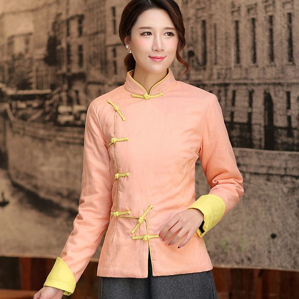chinese style women tang clothing solid handmade button coat elegant long sleeve warm cotton jacket mandarin collar outwear, Black;brown
chinese style women tang clothing solid handmade button coat elegant long sleeve warm cotton jacket mandarin collar outwear, Black;brown