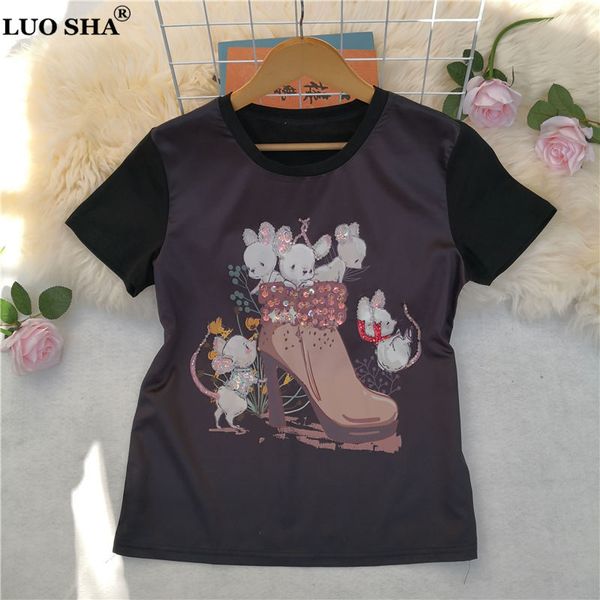 luosha women 2020 new summer stylish short sleeve beaded cartoonflower print and tee female satine cotton patchwork t shirt, White
luosha women 2020 new summer stylish short sleeve beaded cartoonflower print and tee female satine cotton patchwork t shirt, White