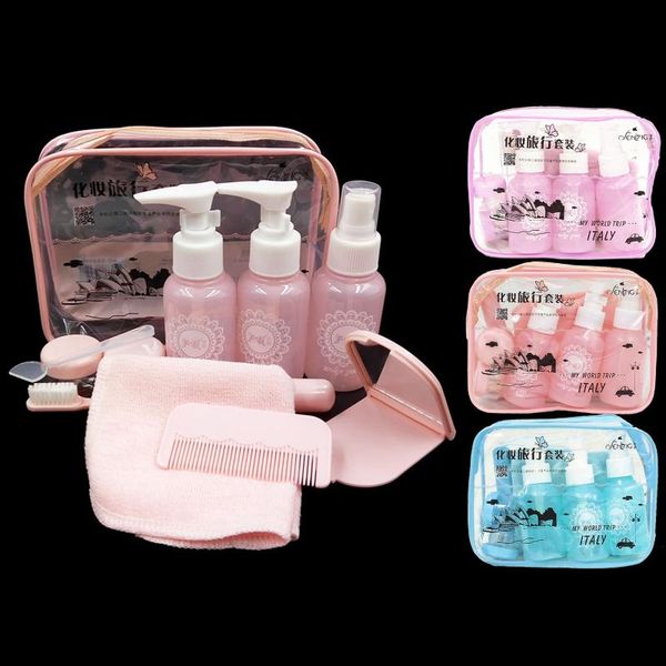 packing bottles 10 pcs portable travel cosmetic liquid containers accessories set with toothbrush mirror comb towel zipper storage bag
packing bottles 10 pcs portable travel cosmetic liquid containers accessories set with toothbrush mirror comb towel zipper storage bag