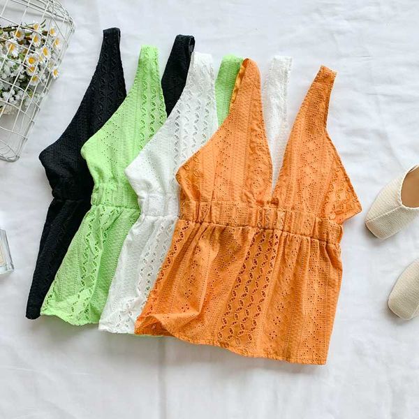 женщина tank tops глубокий v-образным вырезом без рукавов backless sexy lace tops корейский стиль solid выдалбливают ruffles дряблая топике, White
женщина tank tops глубокий v-образным вырезом без рукавов backless sexy lace tops корейский стиль solid выдалбливают ruffles дряблая топике, White