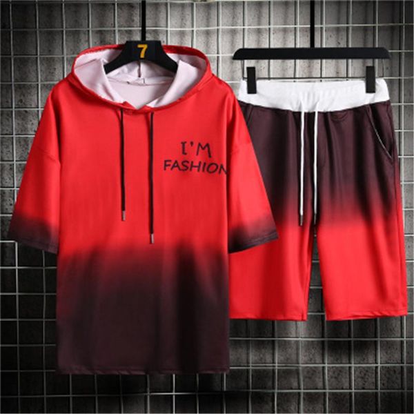 mens gradient half sleeves tracksuits fashion hooded collar short sleeve t-shirt shorts sets designer male summer casual loose hoodies suits, Gray
mens gradient half sleeves tracksuits fashion hooded collar short sleeve t-shirt shorts sets designer male summer casual loose hoodies suits, Gray