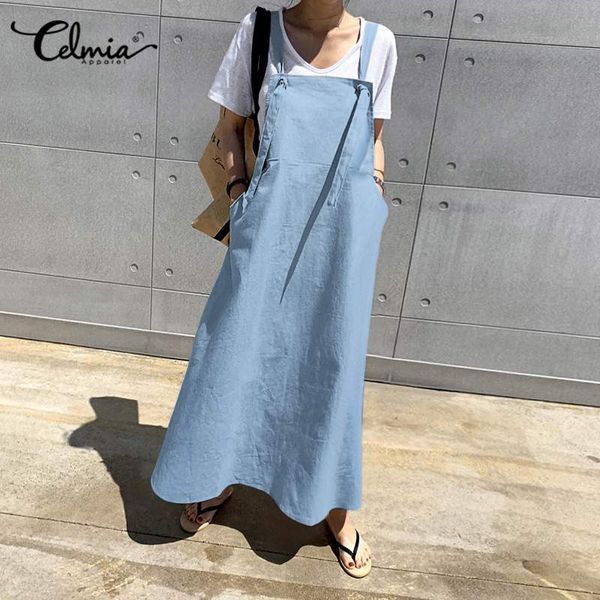 casual dresses 2021 fashion strappy bib dress celmia women sleeveless maxi s-5xl plus size loose vintage long vestidos mujer robe, Black;gray
casual dresses 2021 fashion strappy bib dress celmia women sleeveless maxi s-5xl plus size loose vintage long vestidos mujer robe, Black;gray