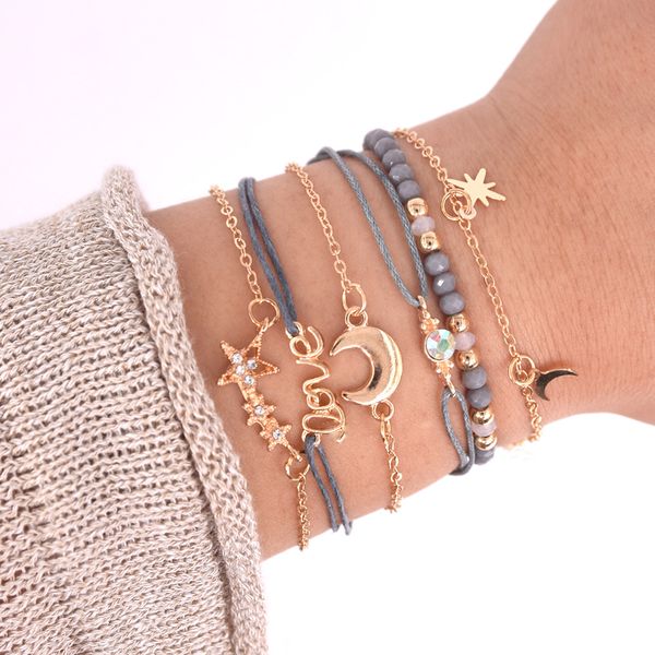 charming beautiful star moon bracelet six piece set glitter adjustable bracelet women fashion blue set combination, Golden;silver
charming beautiful star moon bracelet six piece set glitter adjustable bracelet women fashion blue set combination, Golden;silver