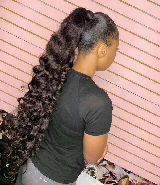 100% natural brazilian remy human hair ponytail horsetail clips in/on human pony tail extension wet wavy140g, Black
100% natural brazilian remy human hair ponytail horsetail clips in/on human pony tail extension wet wavy140g, Black