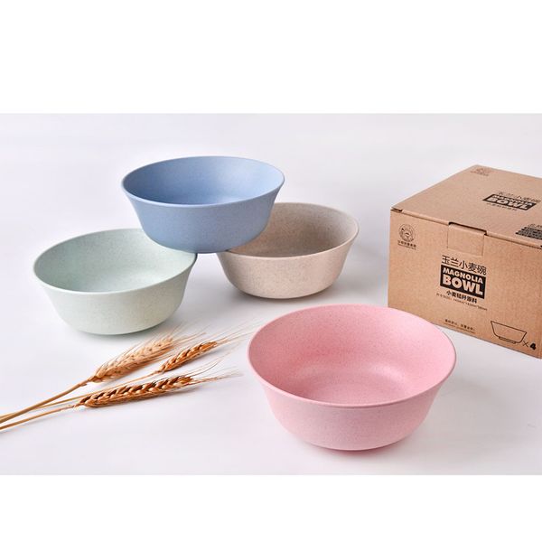 4pcs/set gift packing plastic wheat straw rice bowl for family 
4pcs/set gift packing plastic wheat straw rice bowl for family