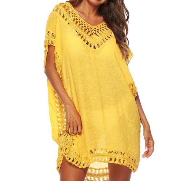 women short sleeve swim bathing holiday bikini cover up loose v neck sunscreen blouse solid beach wear pierced edge fashion, White;black
women short sleeve swim bathing holiday bikini cover up loose v neck sunscreen blouse solid beach wear pierced edge fashion, White;black