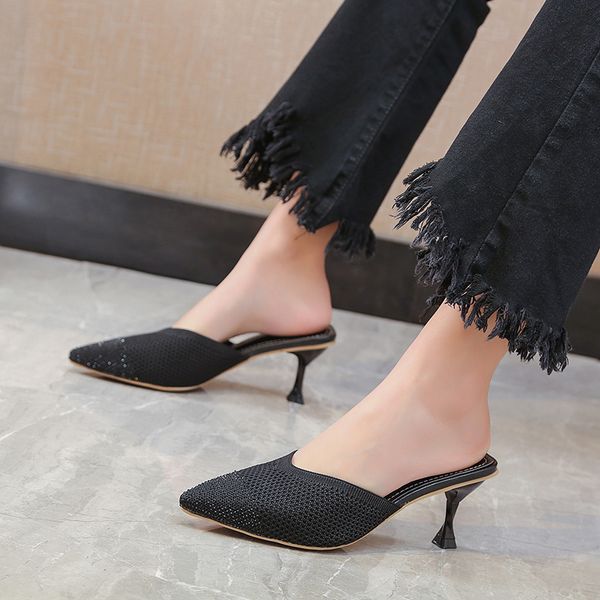 knit high heel mules shoes women shiny pointed toe slippers summer breathable closed toe slippers heels sandals office shoes, Black
knit high heel mules shoes women shiny pointed toe slippers summer breathable closed toe slippers heels sandals office shoes, Black