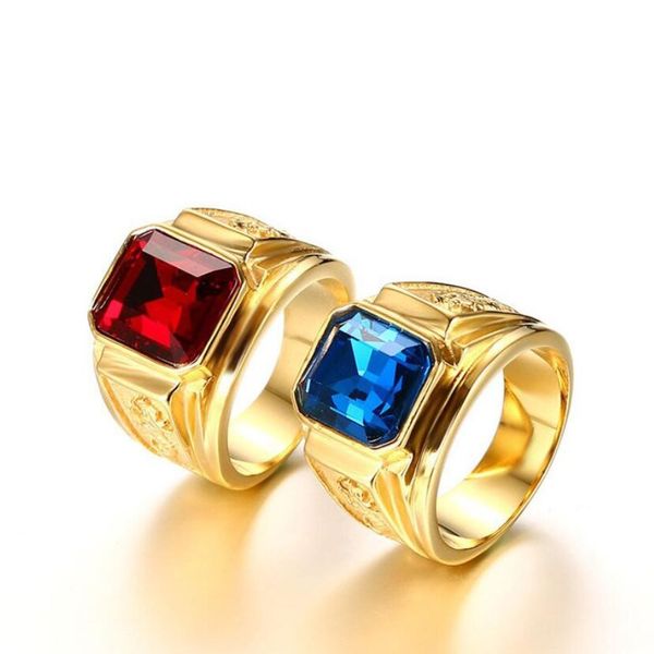 ZHF Jewelry Men's Figment Ring with Red Blue CZ Stone in Gold Tone Stainless Steel Engraved Dragon Wedding Bands for Male Jewelry
ZHF Jewelry Men's Figment Ring with Red Blue CZ Stone in Gold Tone Stainless Steel Engraved Dragon Wedding Bands for Male Jewelry