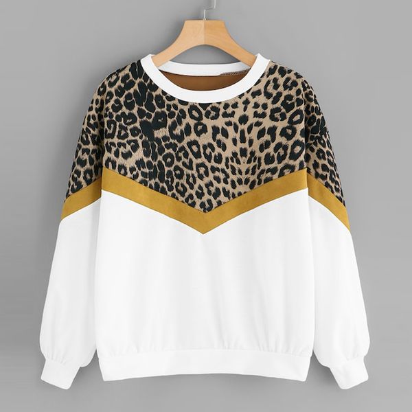 women's leopard printed o-neck pullovers casual long sleeve patchwork stitching sweatshirt fashion streetwear pullover#o, Black
women's leopard printed o-neck pullovers casual long sleeve patchwork stitching sweatshirt fashion streetwear pullover#o, Black