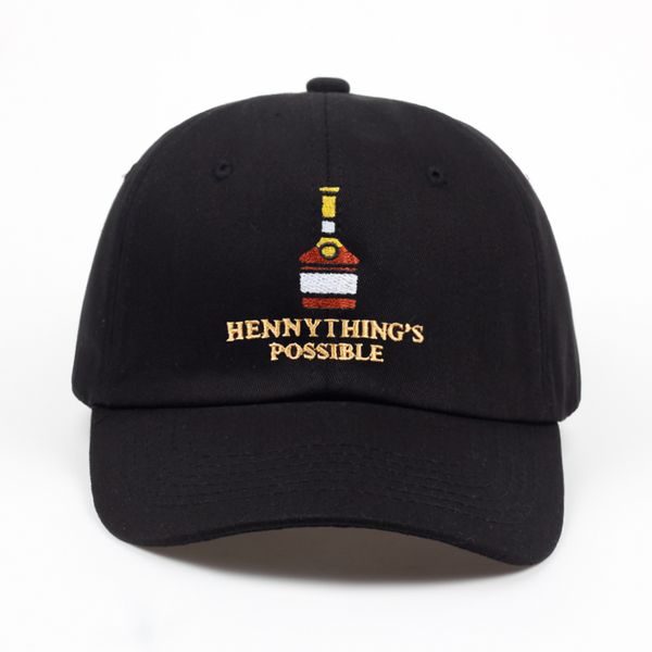 

2018 новый Хенни бутылка вина вышивка папа шляпа Мужчины Женщины бейсболка регулируемая хип-хоп snapback cap шляпы D19011502