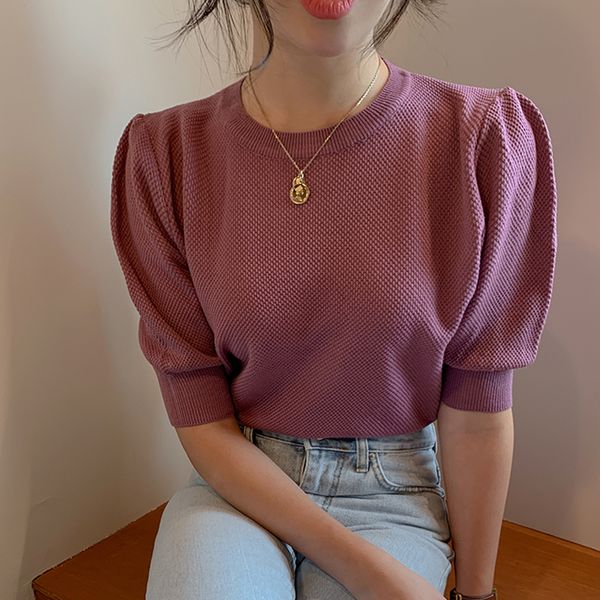 korean chic o neck puff sleeve women t shirts vintage solid casual knitted t shirt 2020 summer new arrival tee, White
korean chic o neck puff sleeve women t shirts vintage solid casual knitted t shirt 2020 summer new arrival tee, White