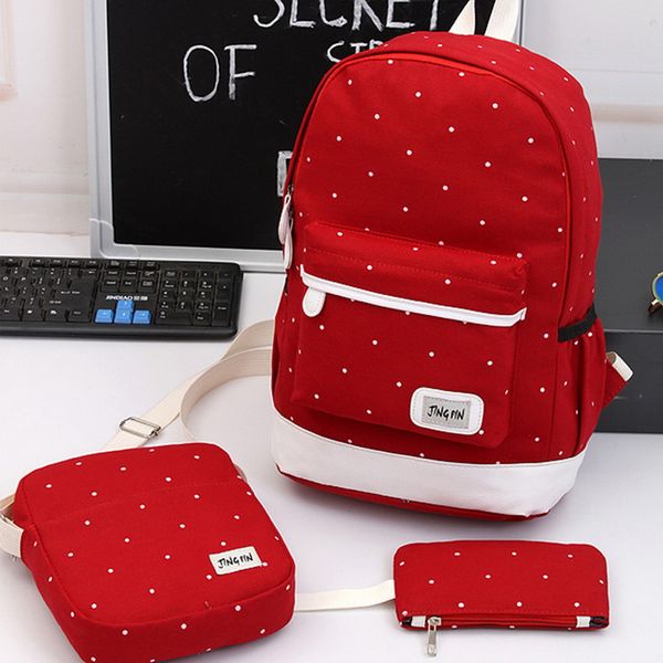 canvas school three-piece bag set wave point three-piece student shoulder bag travel backpack
canvas school three-piece bag set wave point three-piece student shoulder bag travel backpack