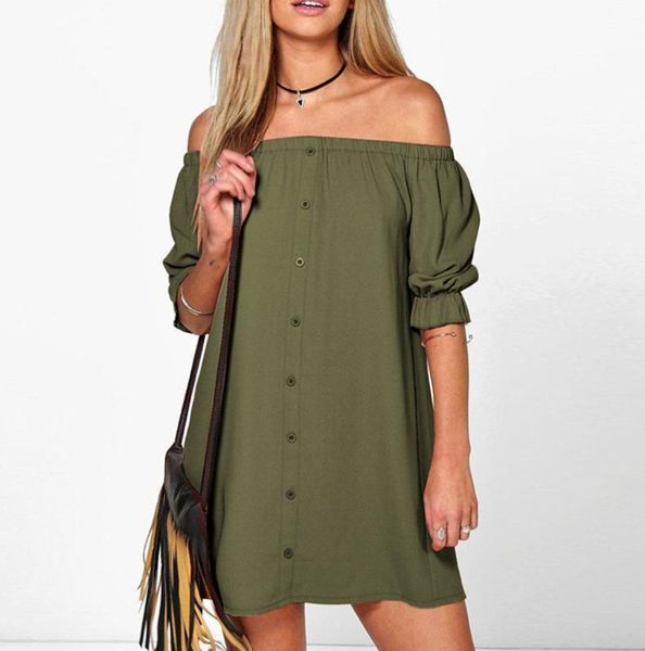 off shoulder dress women casual half sleeve slash neck button mini dress travel spring summer sundress ladies elegant dresses, Black;gray
off shoulder dress women casual half sleeve slash neck button mini dress travel spring summer sundress ladies elegant dresses, Black;gray