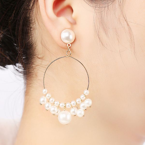 women's fashion pearls earrings big pearls ear hooks large circle earrings jewelry, Silver
women's fashion pearls earrings big pearls ear hooks large circle earrings jewelry, Silver
