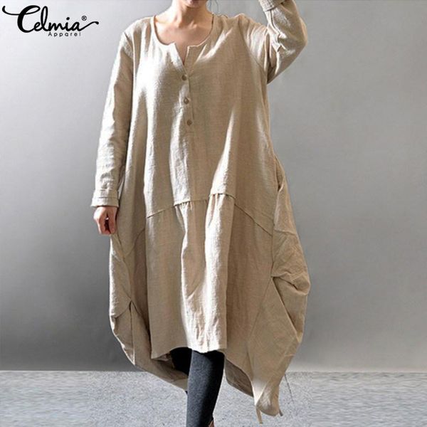 celmia women vintage shirt dress 2019 autumn long sleeve solid cotton dresses casual loose asymmetric midi vestidos plus size, Black;gray
celmia women vintage shirt dress 2019 autumn long sleeve solid cotton dresses casual loose asymmetric midi vestidos plus size, Black;gray