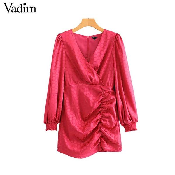 vadim women elegant v neck mini dress back zipper lantern sleeve pleated female stylish office wear chic dresses vestidos qd043, Black;gray
vadim women elegant v neck mini dress back zipper lantern sleeve pleated female stylish office wear chic dresses vestidos qd043, Black;gray