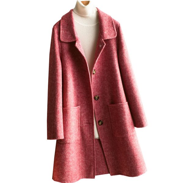 2019 new high-end doll collar double-faced cashmere coat female medium long hepburn single-breasted windbreaker 100% wool coats, Black 
2019 new high-end doll collar double-faced cashmere coat female medium long hepburn single-breasted windbreaker 100% wool coats, Black