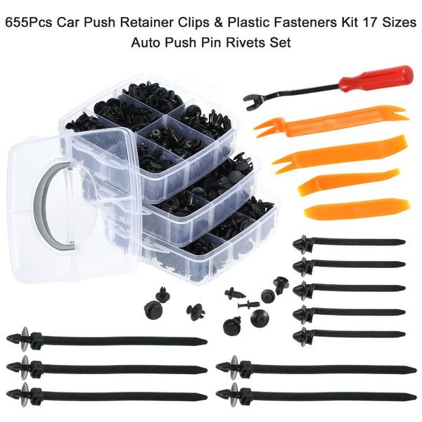 655pcs car push retainer clips & plastic fasteners kit 17 sizes auto push pin rivets set 2020 new
655pcs car push retainer clips & plastic fasteners kit 17 sizes auto push pin rivets set 2020 new