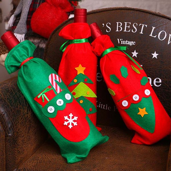 

5 styles home dinner party table decors wine cover christmas decorations santa claus snowman gift navidad xmas party supplies