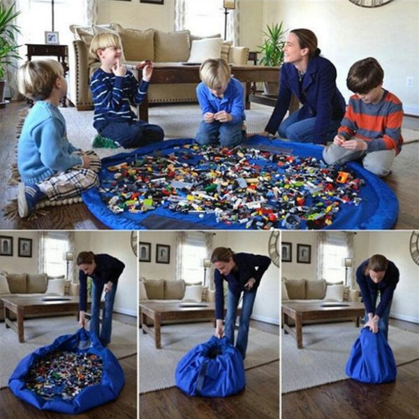 Toy Storage Bag Drawstring Kids Toys Organizer Bin Box Round Play Mat Blanket Rug Practical Storage Bags 8 Colors Dhw1909