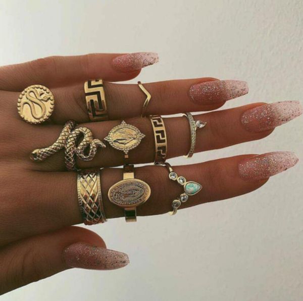 creative retro figure diamond ring set snake ring 10 piece set the gift for women and men, Golden;silver
creative retro figure diamond ring set snake ring 10 piece set the gift for women and men, Golden;silver