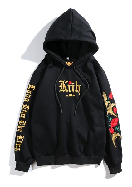 Kanye 18ss Rosy Gold Embroidery Designer KITH Hoodies Floral Fashion Casual Loose Sweatshirts Black White Tops
Kanye 18ss Rosy Gold Embroidery Designer KITH Hoodies Floral Fashion Casual Loose Sweatshirts Black White Tops