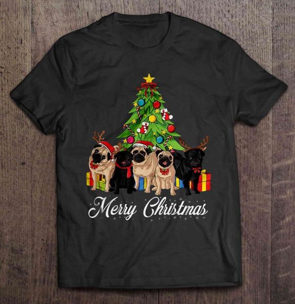 men funny t shirt fashion tshirt merry christmas santa and reindeer pug with christmas tree version women t-shirt, White;black
men funny t shirt fashion tshirt merry christmas santa and reindeer pug with christmas tree version women t-shirt, White;black