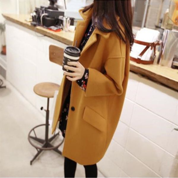 women jacket autumn-winter korean version fashion large-size women's lapel tweed overcoat long woolen overcoat women coats, Black
women jacket autumn-winter korean version fashion large-size women's lapel tweed overcoat long woolen overcoat women coats, Black