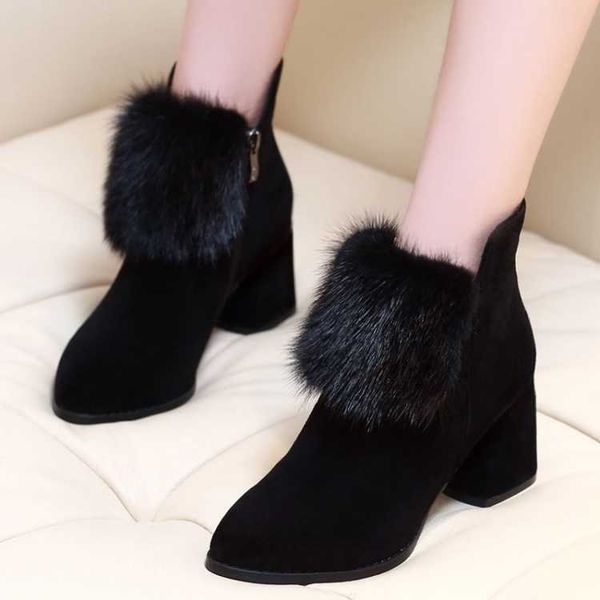 fashion martin boots women autumn suede pointed thick heel short boots women's shoes, Black
fashion martin boots women autumn suede pointed thick heel short boots women's shoes, Black