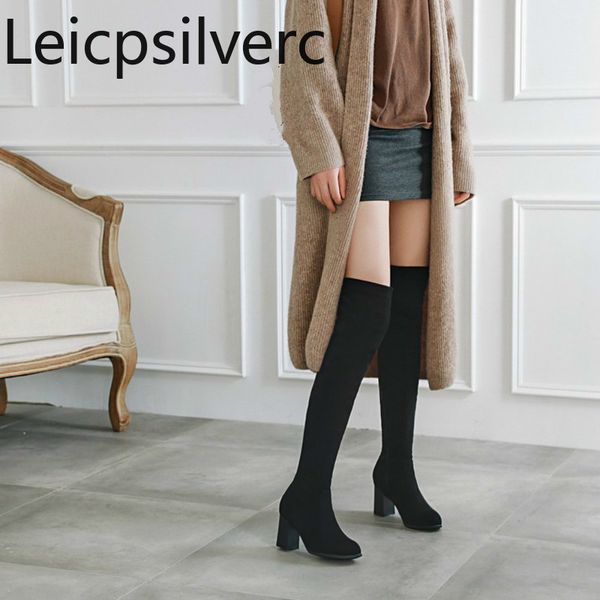 women's boots autumn and winter new fashion round head zipper thick heel mid heel women's over the knee boots plus size 32-45, Black
women's boots autumn and winter new fashion round head zipper thick heel mid heel women's over the knee boots plus size 32-45, Black