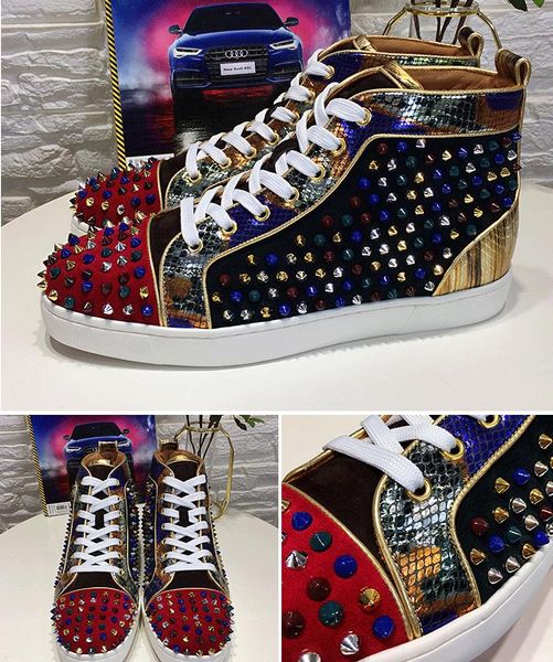 new designer red bottom loafers men women genuine leather slip on platform casual sneakers studded spikes flats shoes wedding party shoes c3, Black
new designer red bottom loafers men women genuine leather slip on platform casual sneakers studded spikes flats shoes wedding party shoes c3, Black