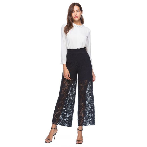spring summer new women's lace stretch high waist wide leg pants large size casual women's pants, Black;white
spring summer new women's lace stretch high waist wide leg pants large size casual women's pants, Black;white