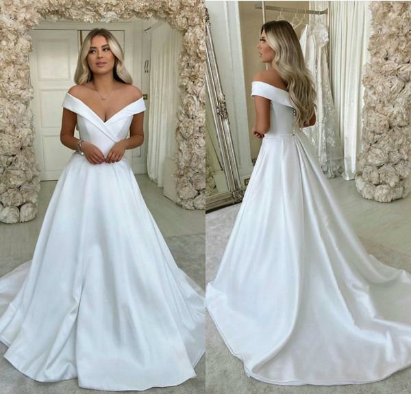 new wedding dresses satin a line custom made beach robes de mariée custom made plus size boho bridal gowns, White
new wedding dresses satin a line custom made beach robes de mariée custom made plus size boho bridal gowns, White