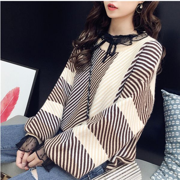 2019 retro port wind sweater women's head autumn and winter new korean version of the loose round neck small fresh knitted shirt, White;black
2019 retro port wind sweater women's head autumn and winter new korean version of the loose round neck small fresh knitted shirt, White;black