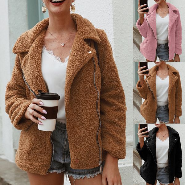 winter warm women's short jacket casual zipper coat outwear ladies 2019 fashion turndown faux fur coat oversized womens clothes, Black;red
winter warm women's short jacket casual zipper coat outwear ladies 2019 fashion turndown faux fur coat oversized womens clothes, Black;red