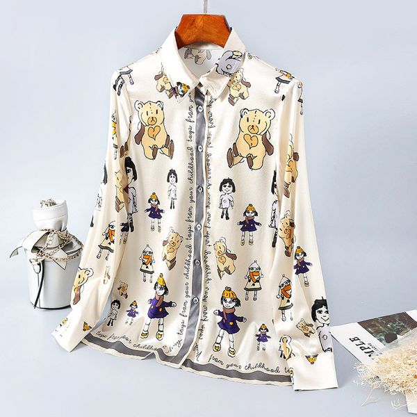 women's blouses & shirts temperament women s long sleeve single breasted mulberry silk cardigan female lapel printed, White
women's blouses & shirts temperament women s long sleeve single breasted mulberry silk cardigan female lapel printed, White