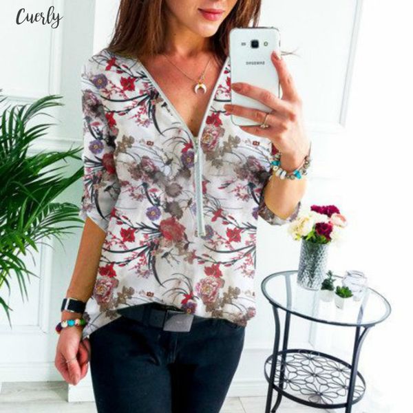 new autumn women blouses long sleeve flroal print zipper v neck blouse female casual chiffon shirts plus size mujer, White
new autumn women blouses long sleeve flroal print zipper v neck blouse female casual chiffon shirts plus size mujer, White