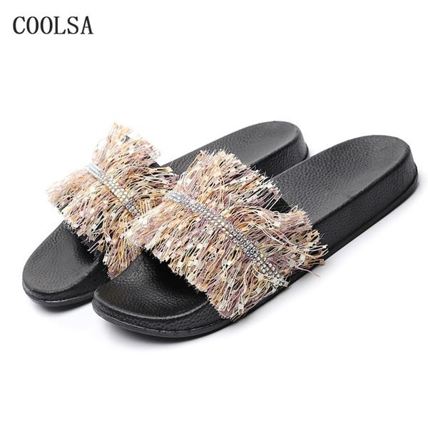 new womens slippers summer tassel shoes sequins rhinestone slides fashion cute bling flip flops casual flat bottom beach, Black
new womens slippers summer tassel shoes sequins rhinestone slides fashion cute bling flip flops casual flat bottom beach, Black